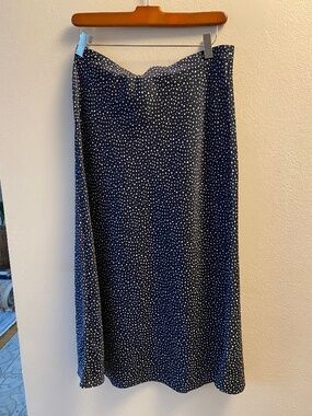 J. Crew Gwyneth Slip Skirt Navy Polka Dot Small